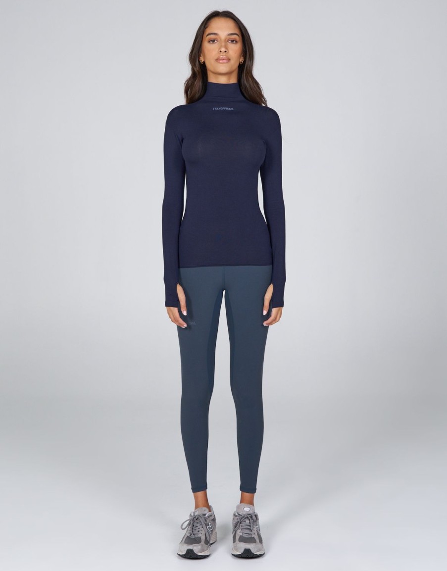 Women STAX Long Sleeve Tops | Aw Long Sleeve Azure (Slate)