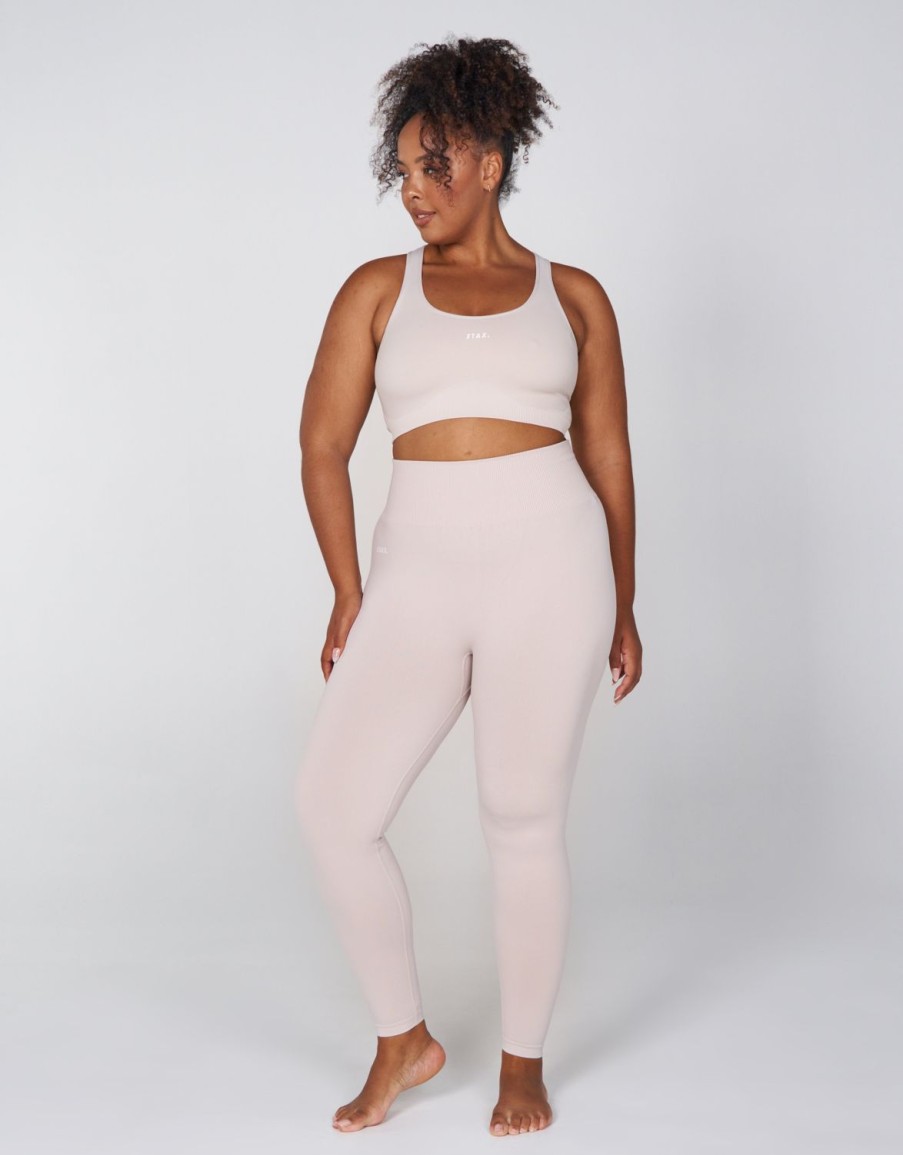 Women STAX Sports Bras & Crop Tops | Premium Seamless Favourites Racer Crop Bone