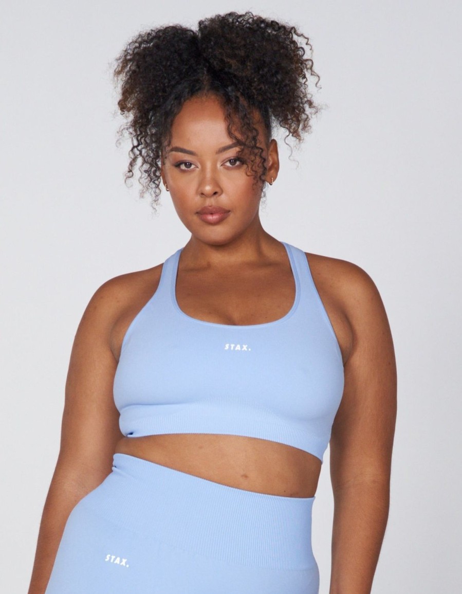 Women STAX Sports Bras & Crop Tops | Premium Seamless Favourites Low Back Crop Baby Blue