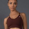 Women STAX Sports Bras & Crop Tops | Premium Seamless Strappy Crop V5.1 Umber