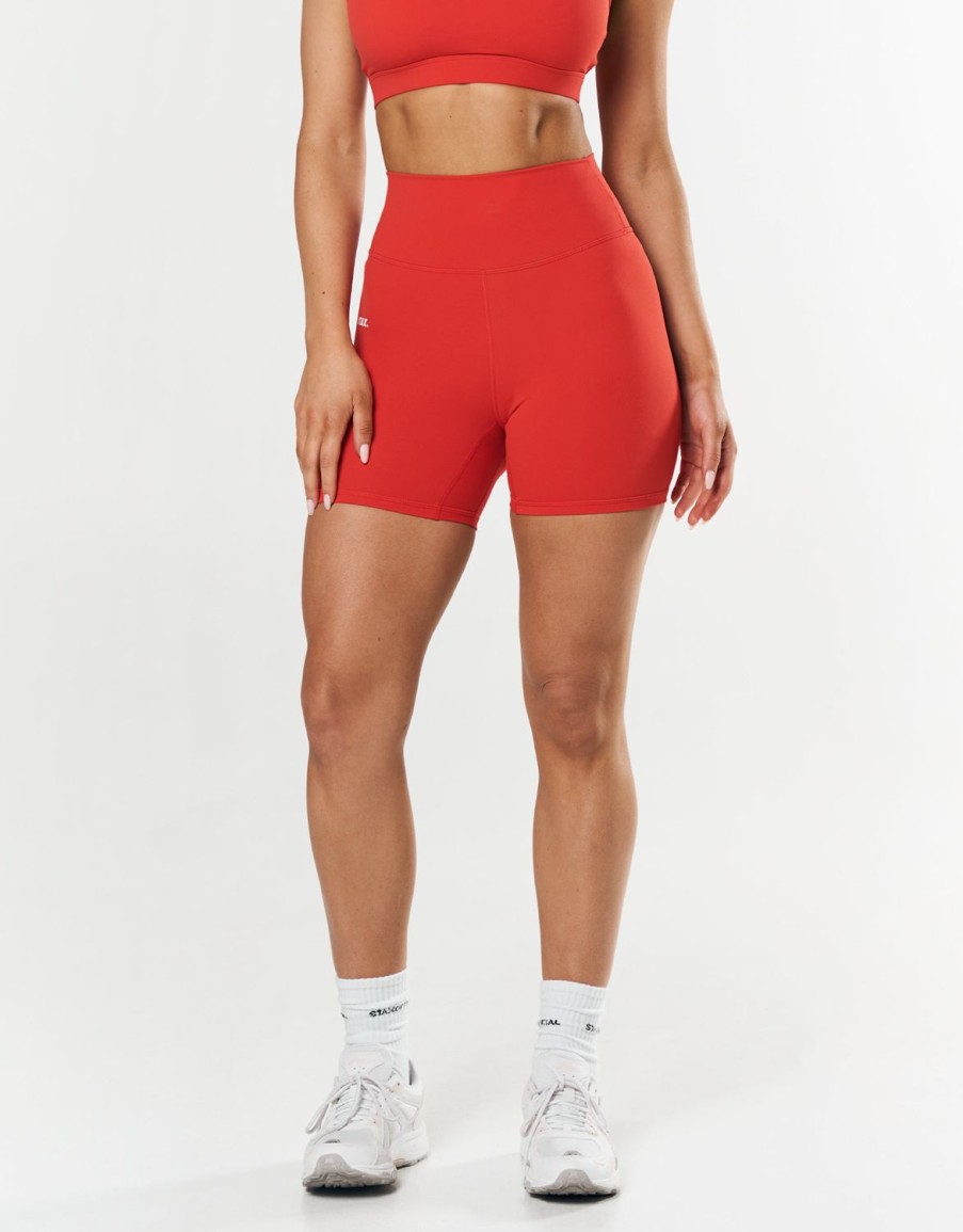 Women STAX Shorts | Midi Bike Shorts Nandex Red