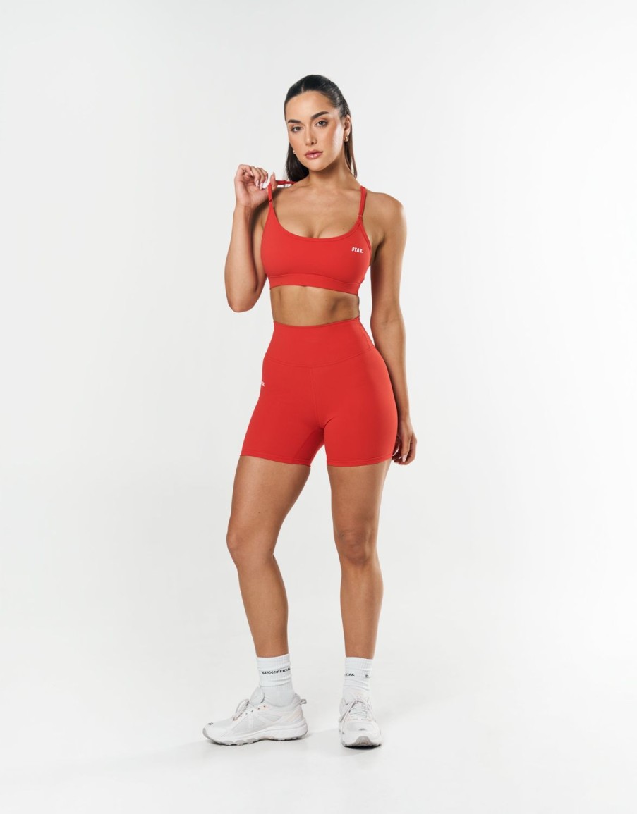 Women STAX Shorts | Midi Bike Shorts Nandex Red