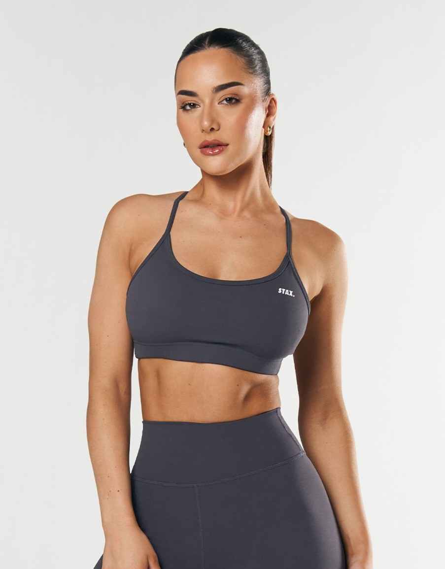 Women STAX Sports Bras & Crop Tops | Delta Crop Nandex Dark Grey