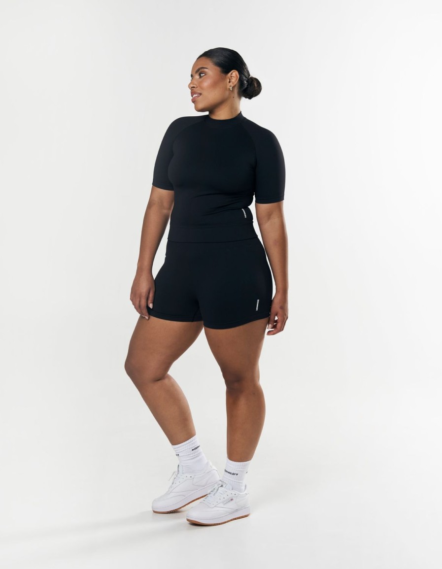 Women STAX Tanks & Singlets | Seamless High Neck Tee Black