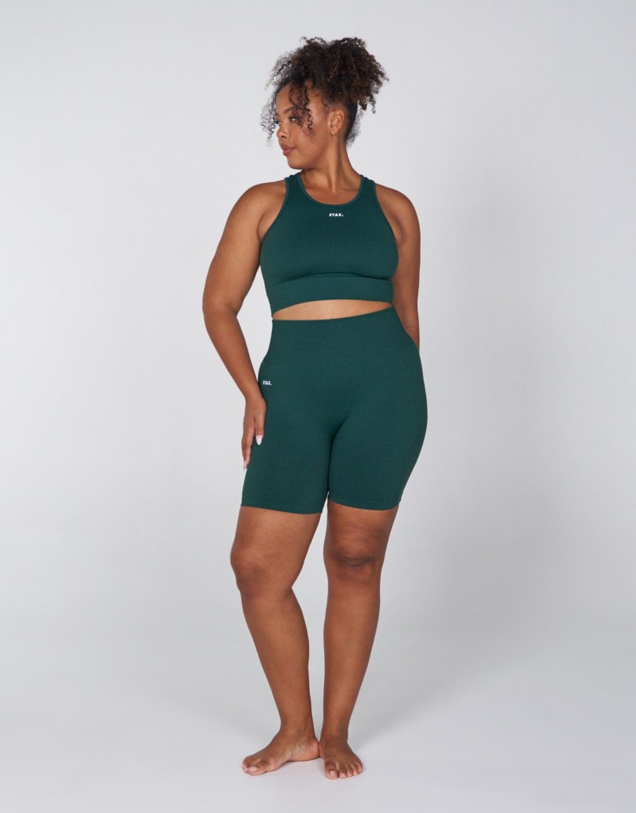 Women STAX Shorts | Premium Seamless Favourites Midi Bike Shorts Pine