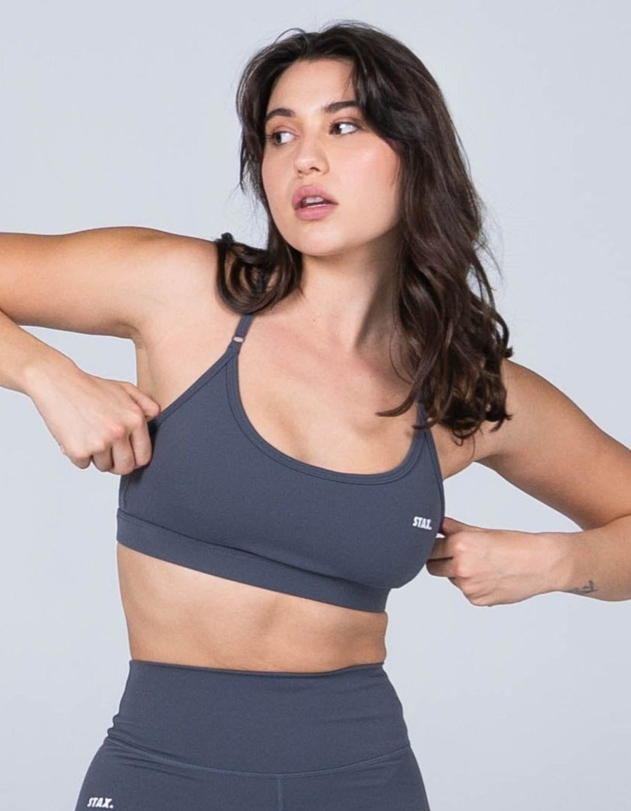 Women STAX Sports Bras & Crop Tops | Strappy Crop Nandex Charcoal Grey