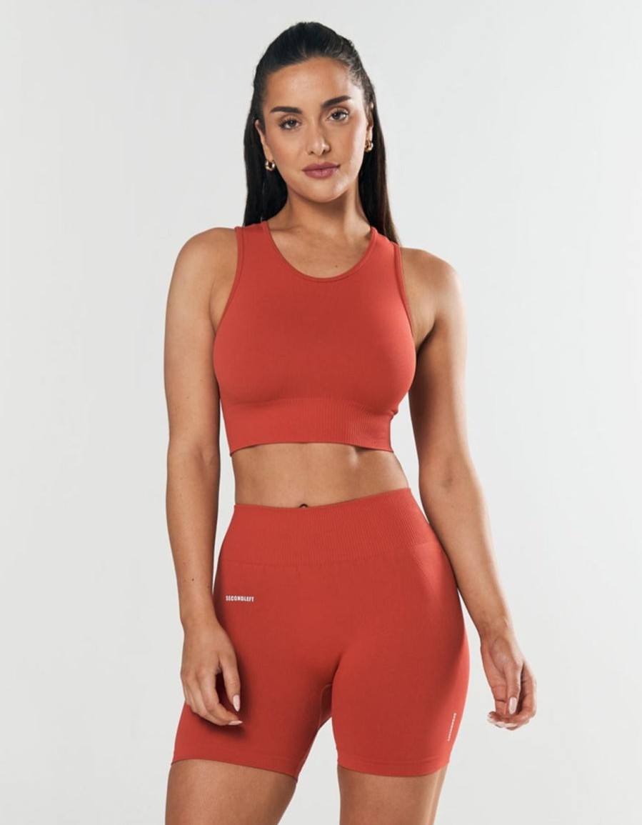 Women STAX Tanks & Singlets | Seamless Cropped Singlet Red