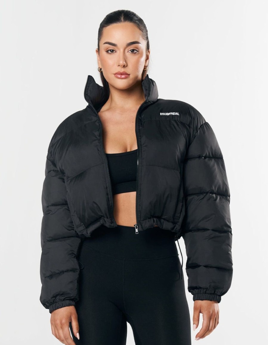 Women STAX Jackets & Coats | Cropped Puffer Black