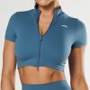 Women STAX Sports Bras & Crop Tops | Base Zip Crop Nandex Dark Blue