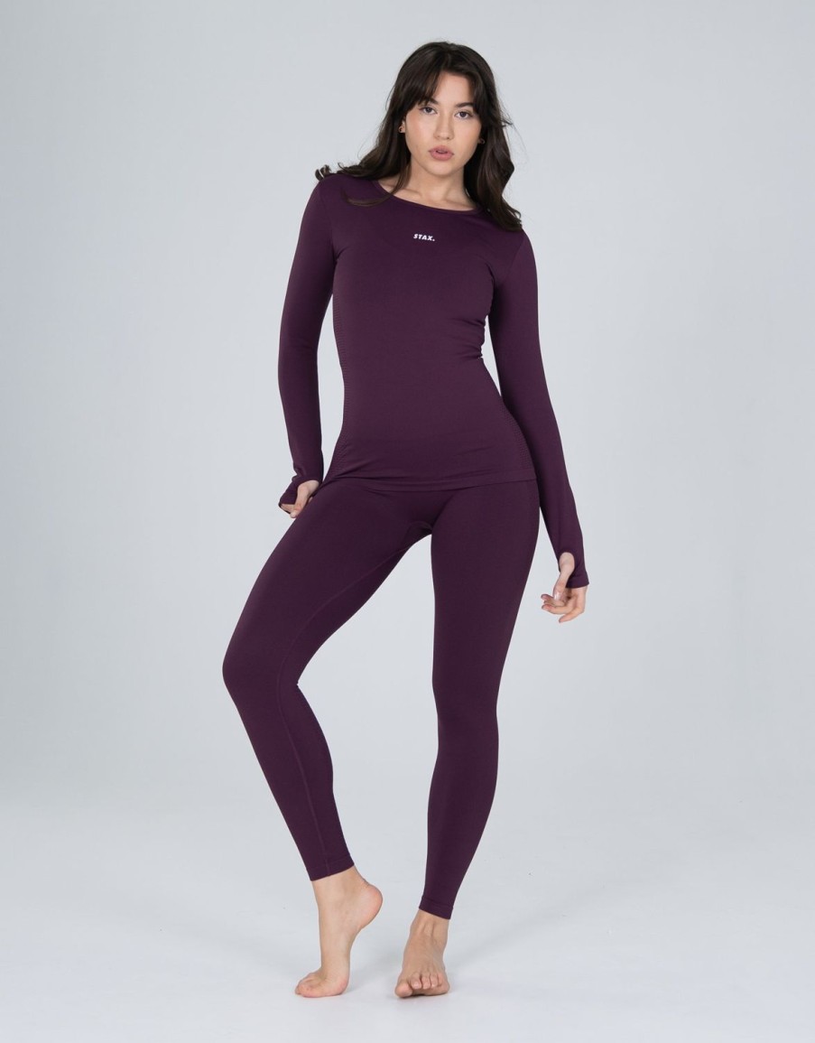 Women STAX Long Sleeve Tops | Premium Seamless V6 Long Sleeve Amarnth (Burgundy)