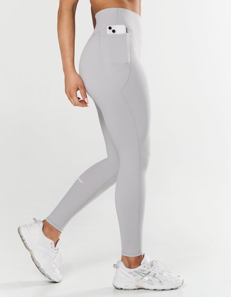 Women STAX Tights & Leggings | Phone Pocket Full Length Tights Nandex Light Grey