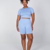 Women STAX Shorts | Premium Seamless Favourites Midi Bike Shorts Baby Blue