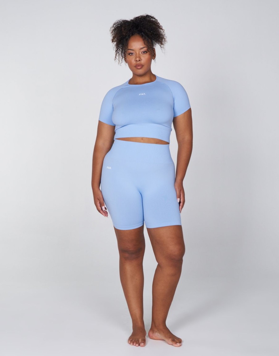 Women STAX Shorts | Premium Seamless Favourites Midi Bike Shorts Baby Blue