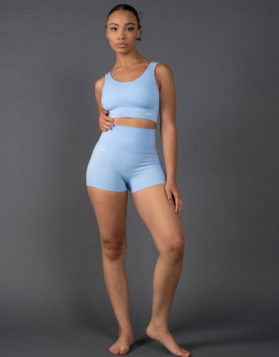 Women STAX Shorts | Premium Seamless Mini Lounge Shorts V5.1 Baby Blue