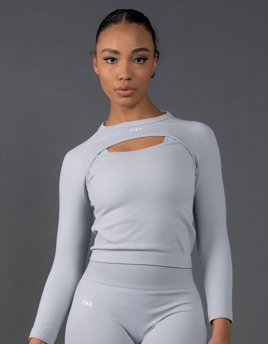 Women STAX Long Sleeve Tops | Premium Seamless Cut Out Long Sleeve Lounge V5.1 Breeze