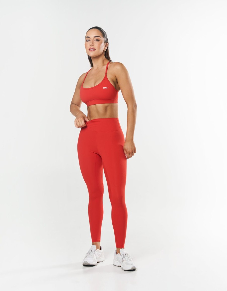 Women STAX Tights & Leggings | Full Length Tights Nandex Original Red