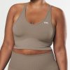 Women STAX Sports Bras & Crop Tops | Premium Seamless Summer Strappy Crop Brown