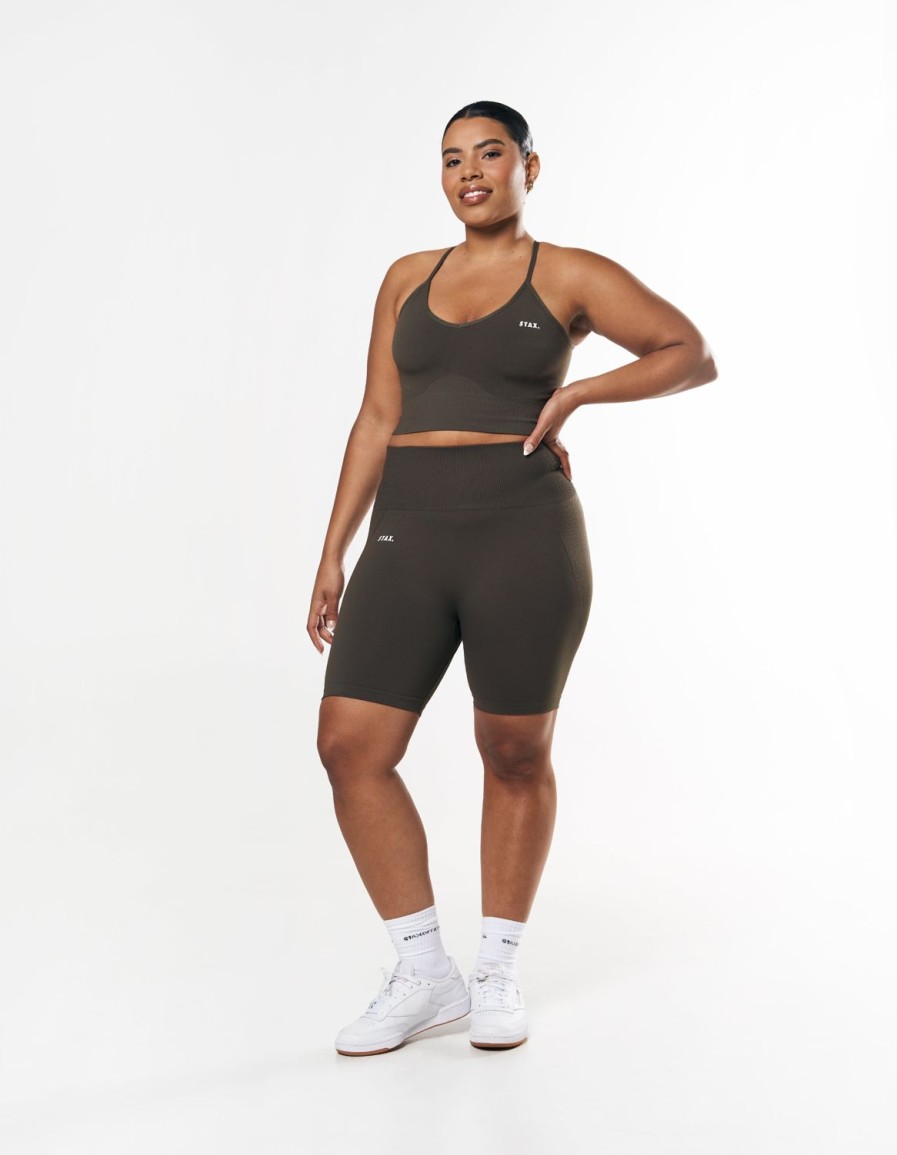 Women STAX Shorts | Premium Seamless Midi Bike Shorts Dovetail