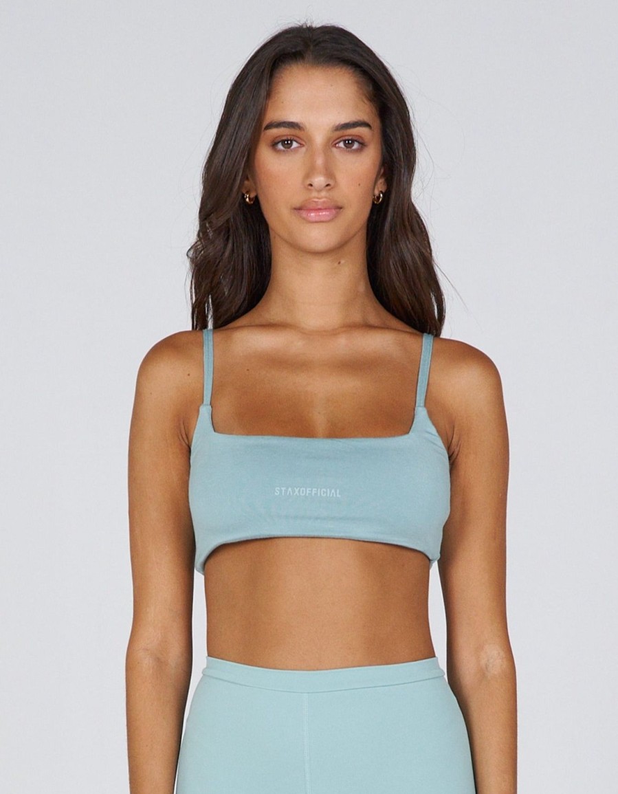 Women STAX Sports Bras & Crop Tops | Aw Ridge Crop Capri (Blue)