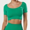 Women STAX Sports Bras & Crop Tops | Premium Seamless Scoop Tee Green