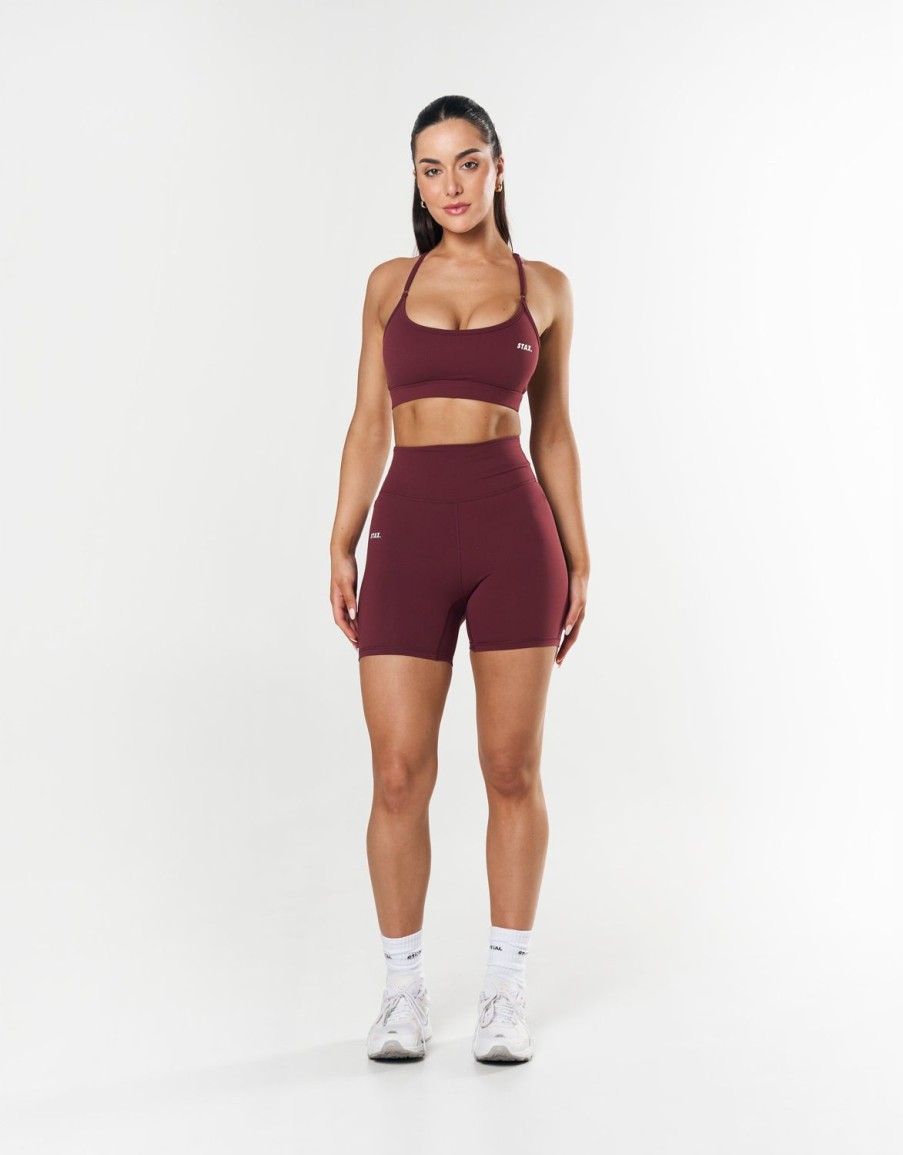 Women STAX Shorts | Midi Bike Shorts Nandex Maple Burgundy