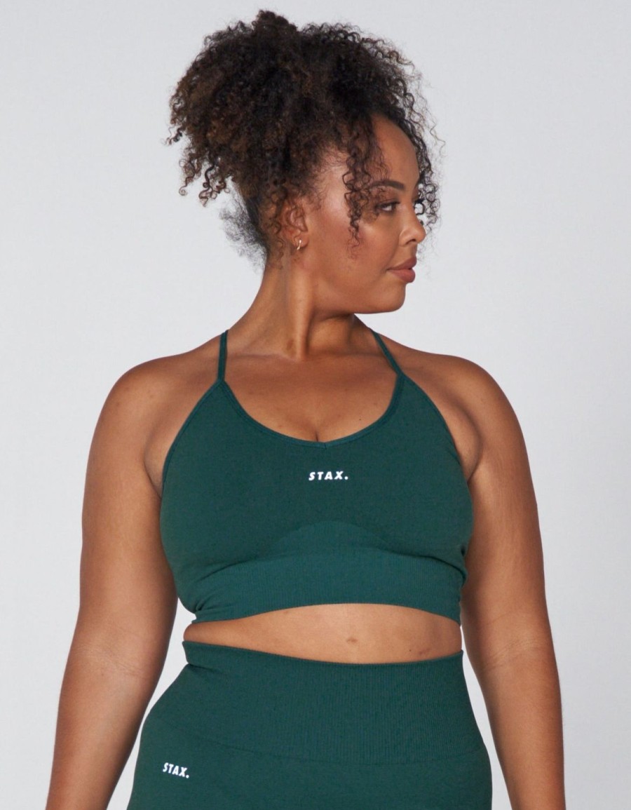 Women STAX Sports Bras & Crop Tops | Premium Seamless Favourites Strappy Crop Pine