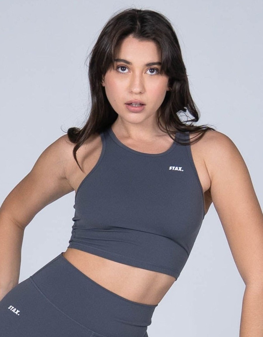 Women STAX Tanks & Singlets | Cropped Tank Nandex Charcoal Grey