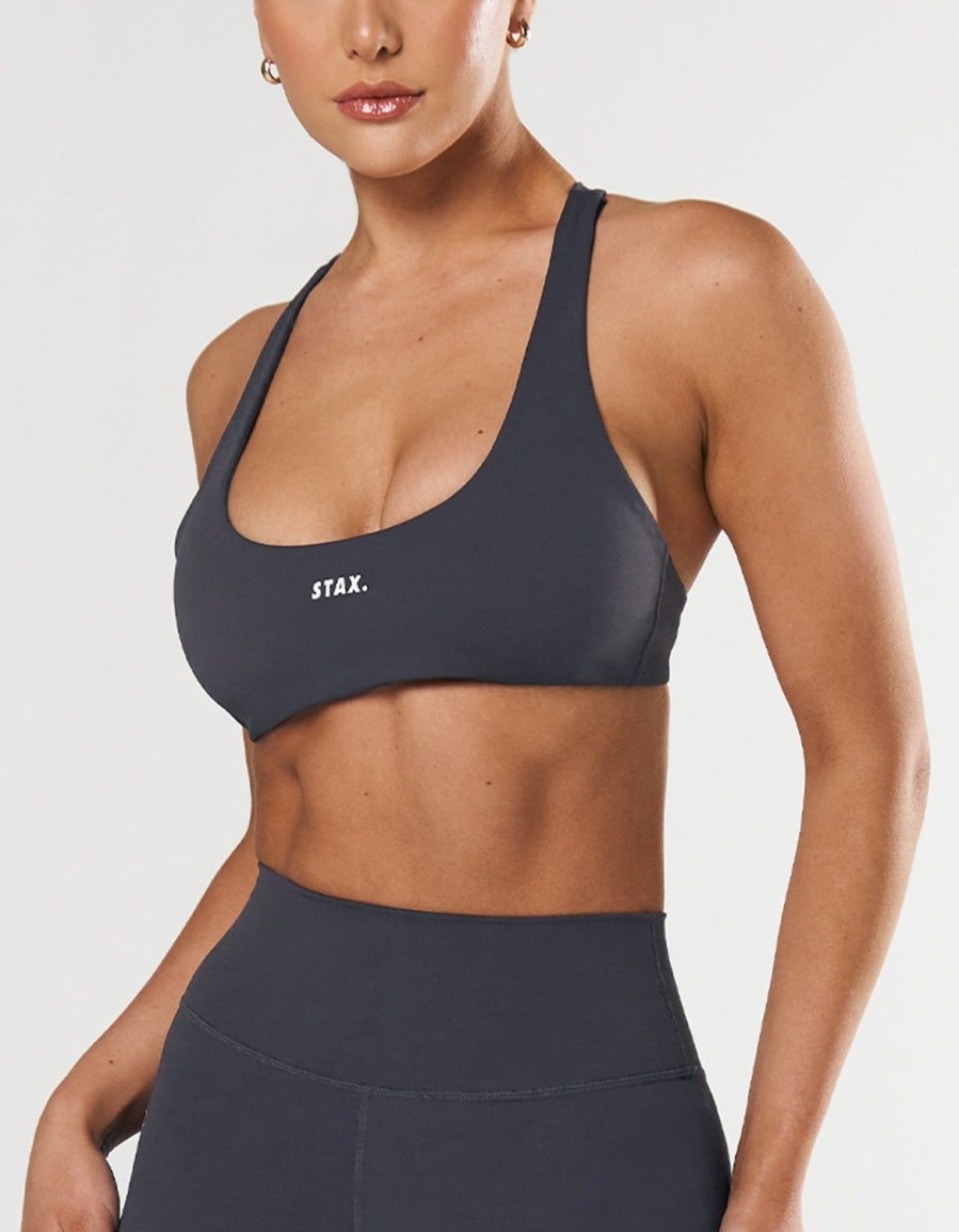 Women STAX Sports Bras & Crop Tops | Maia Crop Nandex Dark Grey