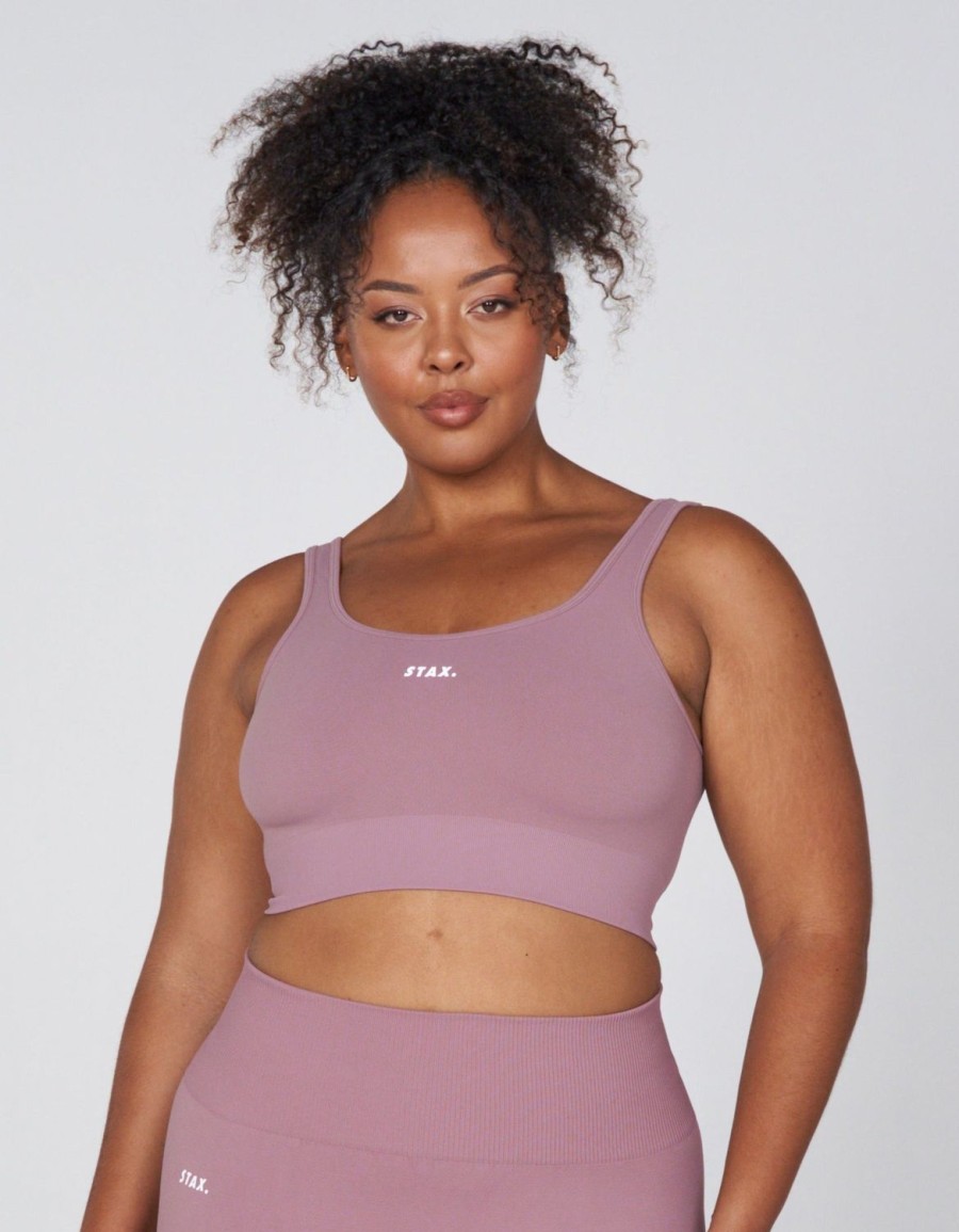 Women STAX Sports Bras & Crop Tops | Premium Seamless Favourites Low Back Crop Dusty Rose