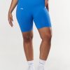 Women STAX Shorts | Premium Seamless Midi Bike Shorts Blue