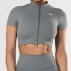 Women STAX Sports Bras & Crop Tops | Base Zip Crop Nandex Thyme