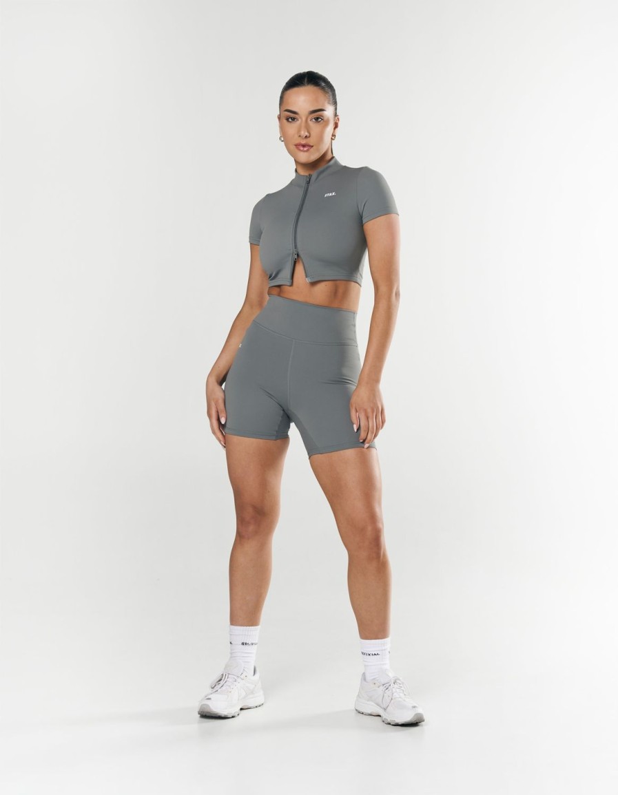 Women STAX Sports Bras & Crop Tops | Base Zip Crop Nandex Thyme