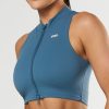 Women STAX Sports Bras & Crop Tops | Base Sleeveless Zip Tank Nandex Dark Blue