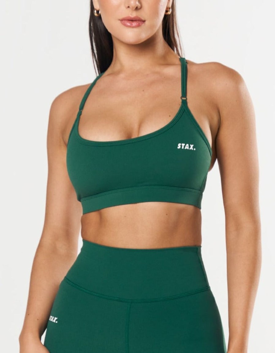 Women STAX Sports Bras & Crop Tops | Strappy Crop Nandex Aspen Green