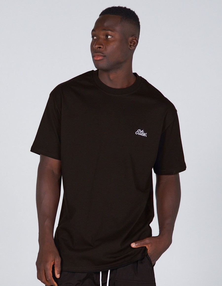 Men STAX T-Shirts & Vests | Mens Cursive Tee Boa (Black)