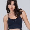 Women STAX Sports Bras & Crop Tops | Premium Seamless V6 Strappy Crop Vesper (Navy)