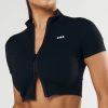 Women STAX Sports Bras & Crop Tops | Base Zip Crop Nandex Black