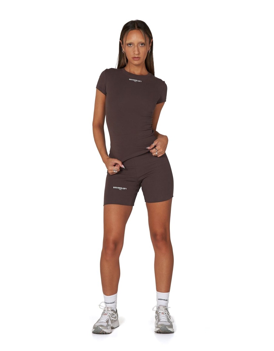 Women STAX Tanks & Singlets | Sl Bw Fitted Tee Sable Brown