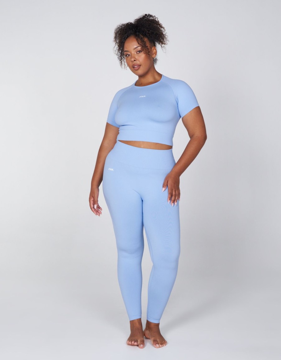 Women STAX Sports Bras & Crop Tops | Premium Seamless Favourites Cropped Tee Baby Blue