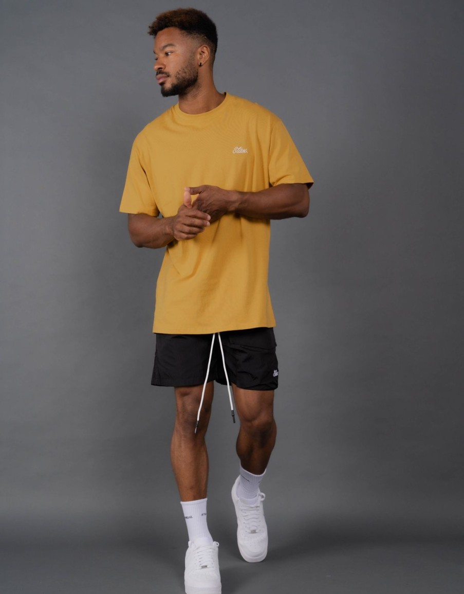 Men STAX T-Shirts & Vests | Mens Cursive Tee Dune (Mustard)