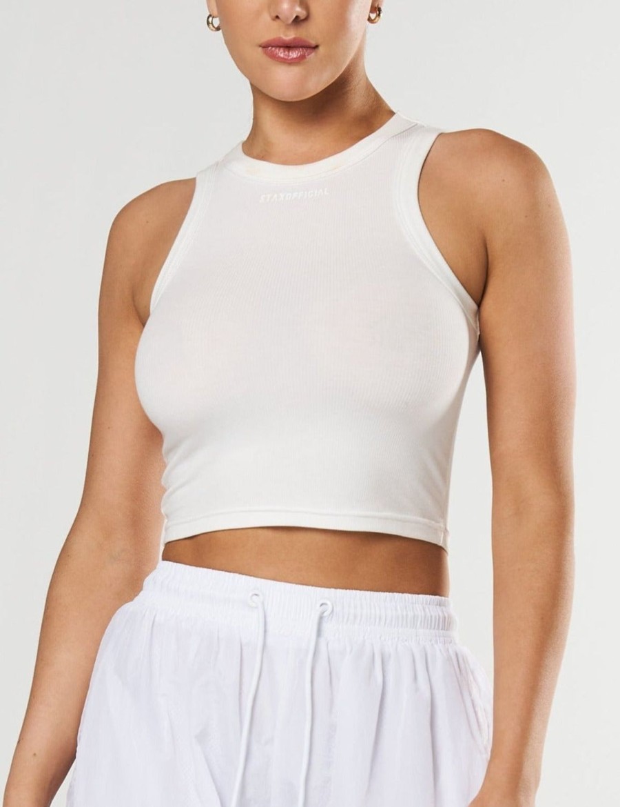 Women STAX Tanks & Singlets | Ribbed Tank White