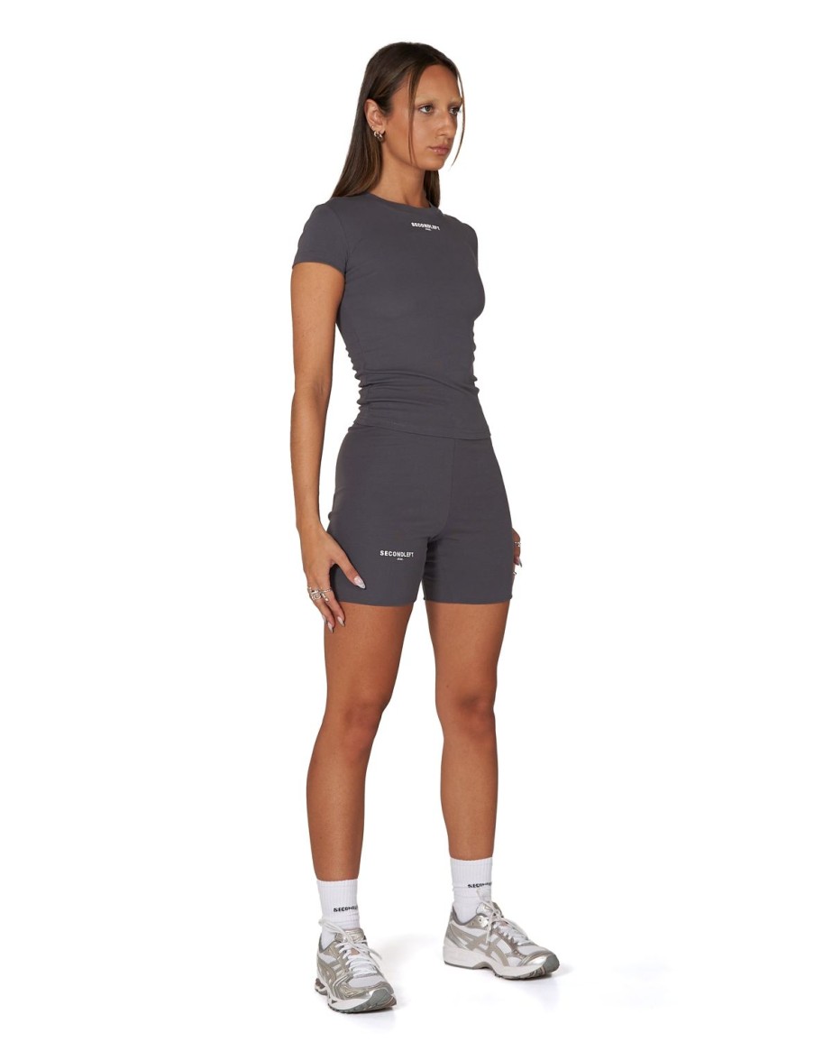 Women STAX Tanks & Singlets | Sl Bw Fitted Tee Storm Grey