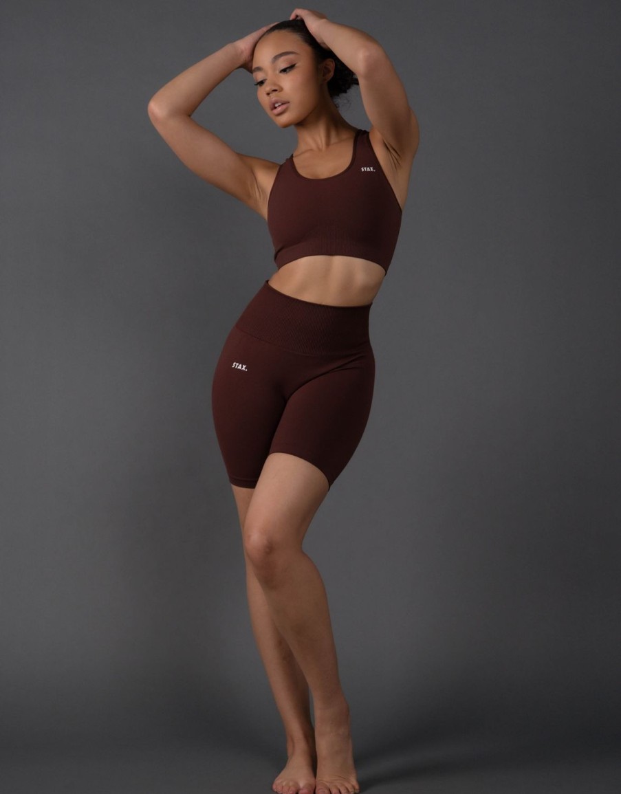 Women STAX Shorts | Premium Seamless Midi Bike Shorts V5.1 Umber