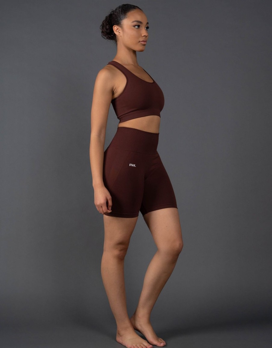 Women STAX Shorts | Premium Seamless Midi Bike Shorts V5.1 Umber