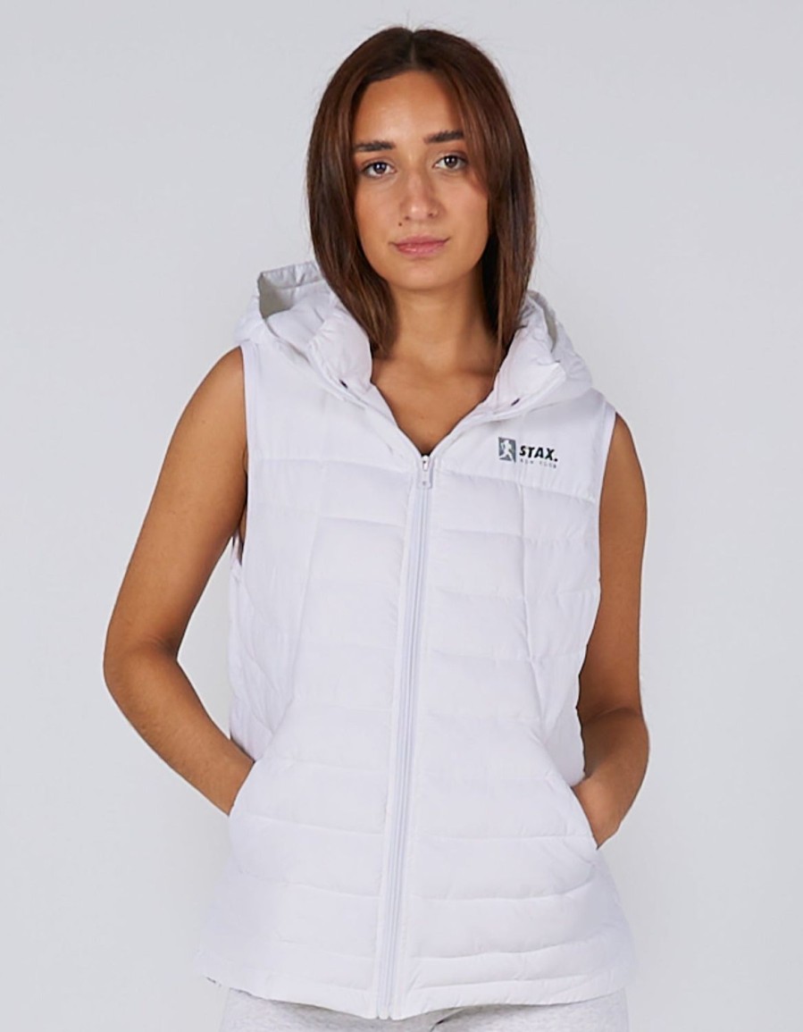 Women STAX Jackets & Coats | Run Club Sleeveless Puffer White