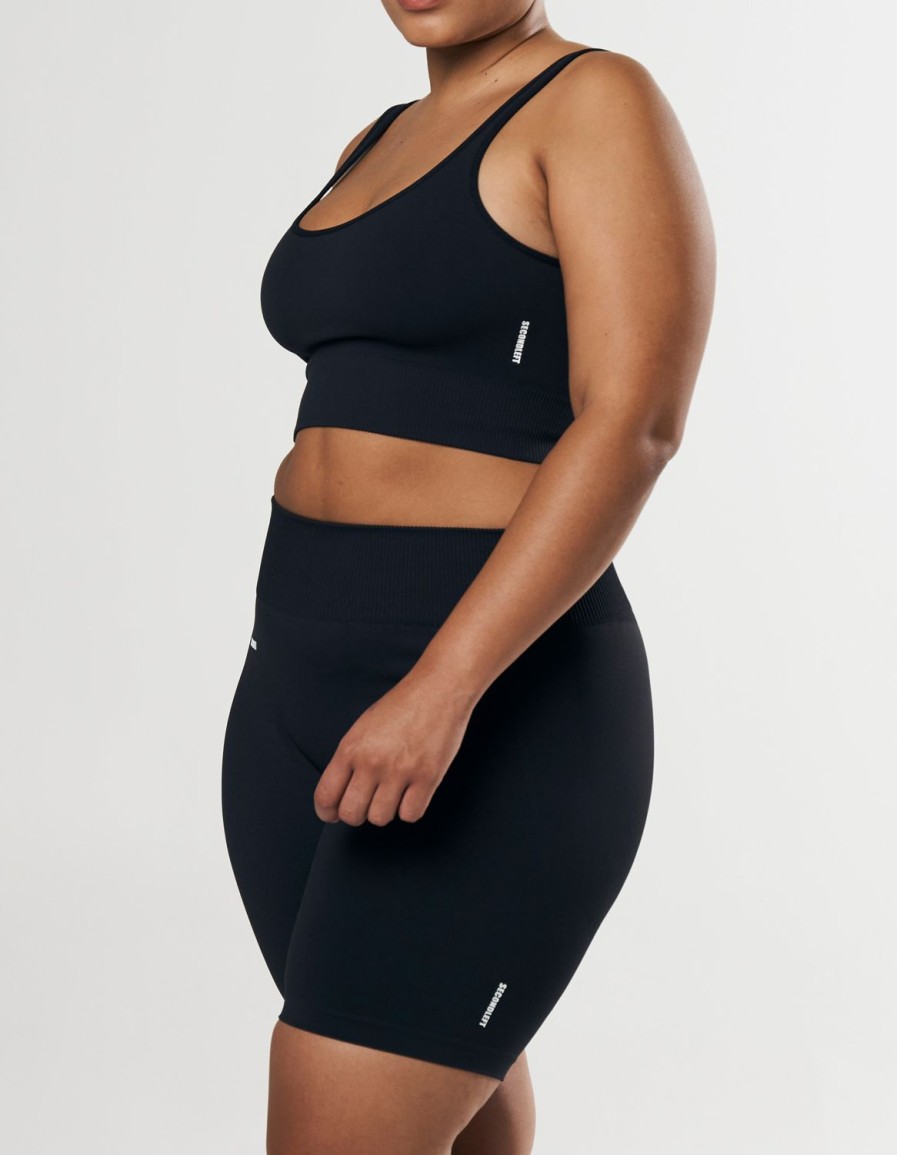 Women STAX Sports Bras & Crop Tops | Seamless Low Back Crop Black