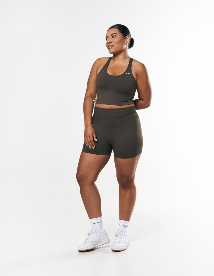 Women STAX Sports Bras & Crop Tops | Premium Seamless Racer Crop Dovetail