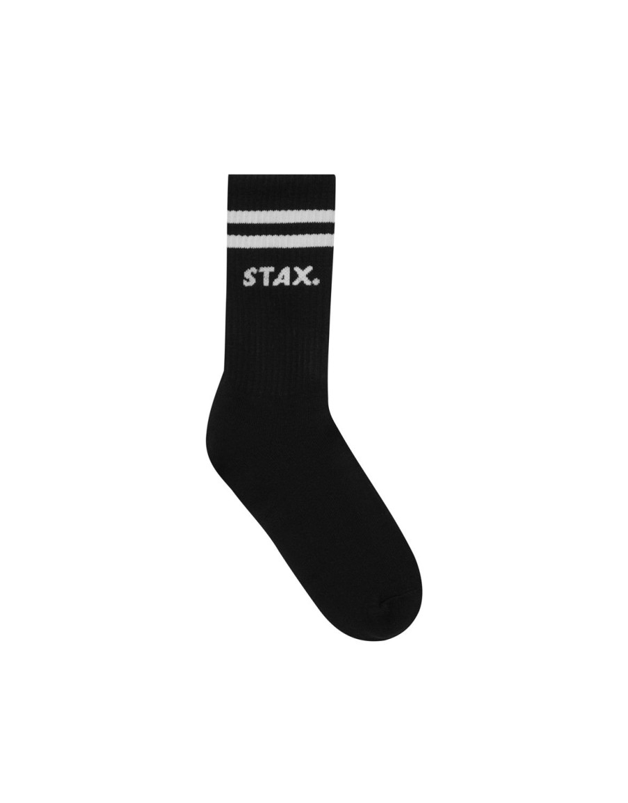 Women STAX Socks | Unisex Crew Socks Black Striped