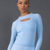 Women STAX Long Sleeve Tops | Premium Seamless Cut Out Long Sleeve Lounge V5.1 Baby Blue