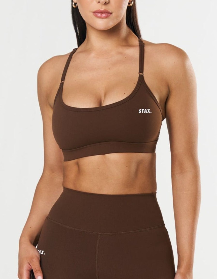 Women STAX Sports Bras & Crop Tops | Strappy Crop Nandex Raw Umber Brown